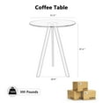 thumbnail image 2 of KATBOC 31.5in Round Glass Dining Table, Scratch-Resistant Aluminum Tray & Metal Legs, Modern Minimalist Design for dining, Living Room, Sliver, 2 of 6