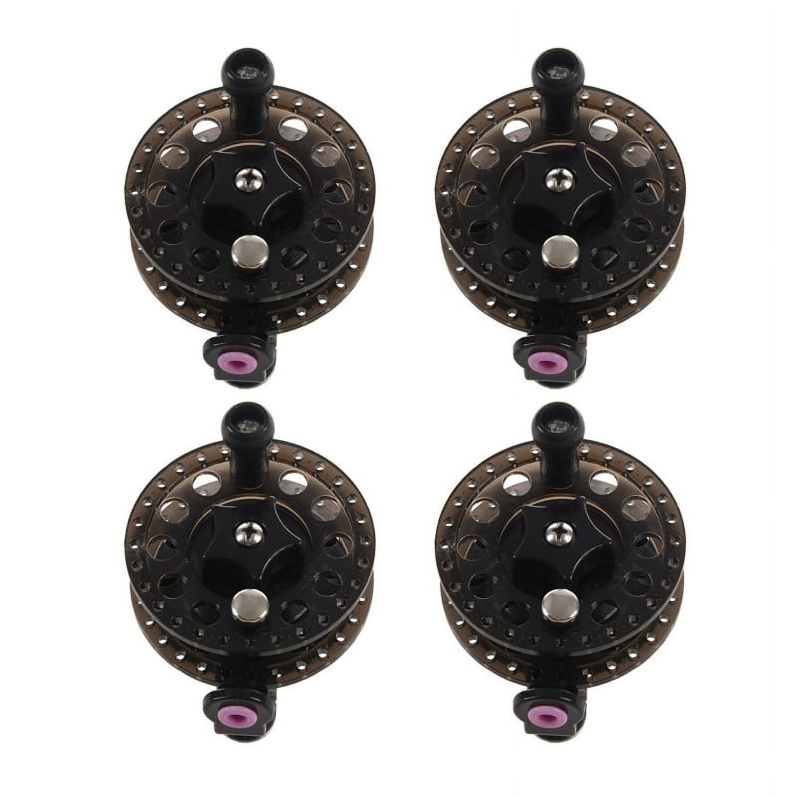 4X Plastic Ice Fishing Reels Fly Fishing Tackle Round Wheel Fishing Accessories 4pc x Fishing Reel(other accessories demo in the picture is not included) Black Transparent