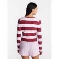 thumbnail image 3 of No Boundaries Cable Knit Crewneck Cardigan, Women's XXS-4X, 3 of 5