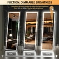 thumbnail image 3 of Hasipu 58" x 18" Rectangle LED Full Length Mirror Dimmable Standing/Wall Mounted Mirror with Lights for Bedroom, Bathroom & Gym, White, 3 of 11
