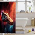 thumbnail image 3 of Manfei Dreamy Spaceships Shower Curtain 72Wx84L,Celestial Red Nebula Cloud Bathroom Shower Curtain, 3 of 5