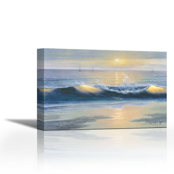 Blue Waves - Contemporary Fine Art Giclee on Canvas Gallery Wrap - wall décor - Art painting - 36 x 24 Inch - Ready to Hang