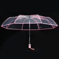 thumbnail image 2 of 4X Paraguas Transparente Paraguas Automatico para Lluviaautomatico Compacto Plegable Estilo A Prueba de Viento Paraguas Transparente , Transparente & Borde Rosado, 2 of 8