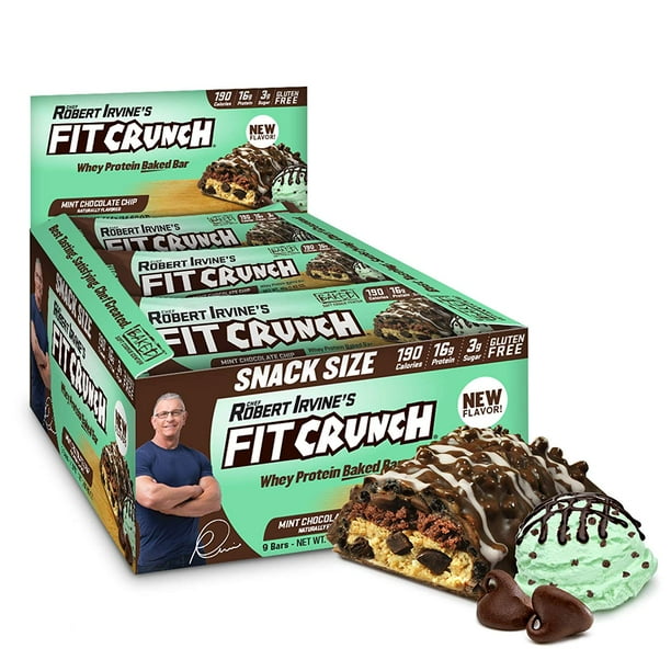 Fit Crunch Snack Size Protein Bar, Mint Chocolate Chip, 16g Protein, 9