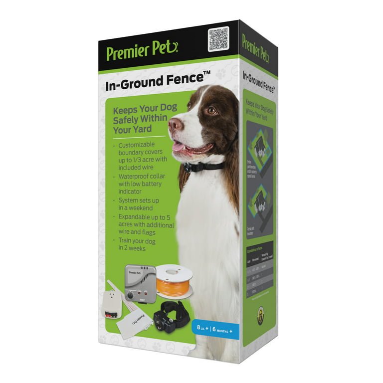 Premier Pet In-Ground Fence for Dogs: Customizable .33 Acre Barrier,  In-Ground Electric Fence, Waterproof Collar, Tone & Static Correction