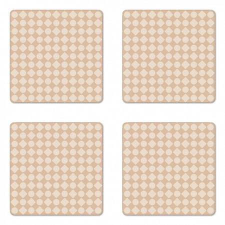 

Abstract Coaster Set of 4 Swirling Nested Circles Squares on a Single Color Background Geometric Art Square Hardboard Gloss Coasters Standard Size Ecru and White by Ambesonne