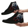 thumbnail image 3 of Coolcustomize Men's Plus Size Gothic High-top Sneakers with Tiger Print - Punk Style Lace-Up Trainers, Casual Streetwear Shoes, Black with Red Accents, Edgy Casual Boots | Bold Graphic Shoes, 3 of 10