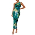 thumbnail image 1 of Vestido PRETTYGARDEN de un Hombro con Fruncido Floral Verde XL, 1 of 8