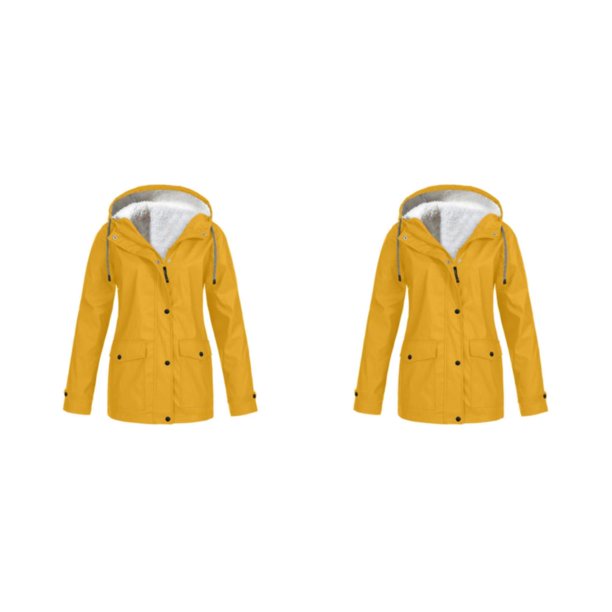 Jumpingount Hoodie oft woman Jacket Windproof Rain Winter Coat Warm Outdoor Outwear 2piezas Amarillo 2XL