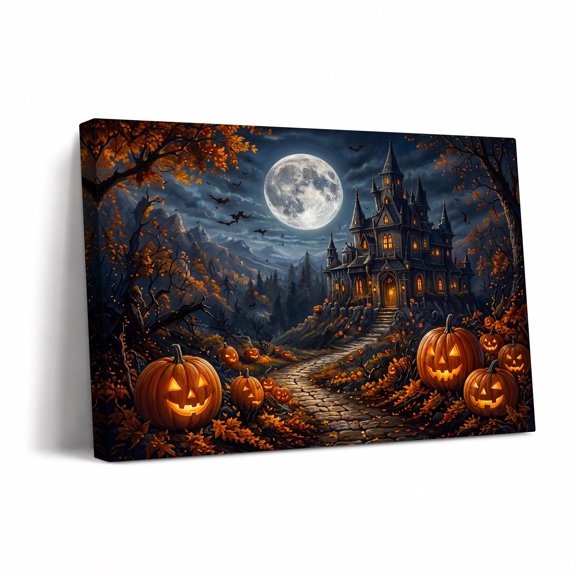 Halloween Pumpkin Canvas Wall Art, Seasonal Fall Wall Decor with Pumpkin Design, Spooky Holiday Artwork for Living Room, Bedroom, Entryway and Home Decor