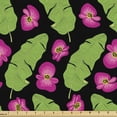 thumbnail image 1 of Floral Fabric by the Yard Upholstery, Cartoon Style Concept of Long Hawaiian Plants and Flowers, Decorative Fabric for DIY and Home Accents, Pink Yellow by Ambesonne, 1 of 5