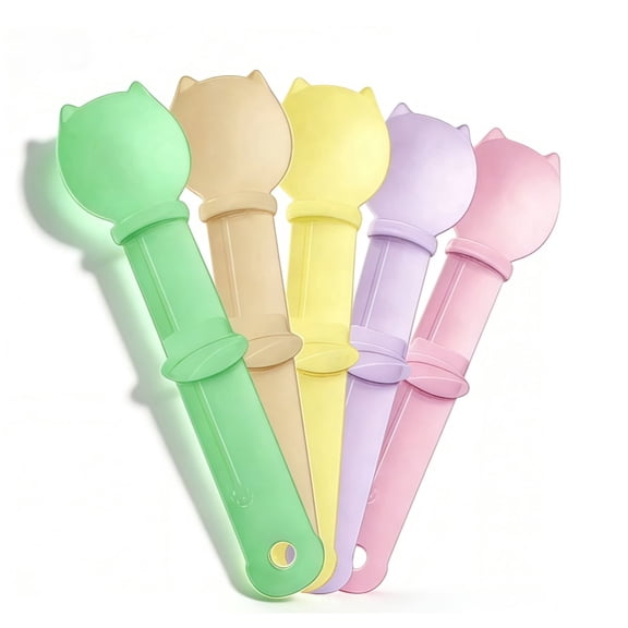 Loopunk 5 Pack Cat Strip Feeder and Pet Food Mixing Spoon,5 Color Cats Stripe Squeeze Spoon Multifunctional Lickable Treat Feeding Dispenser for Cat Liquid Snack and Wet Food
