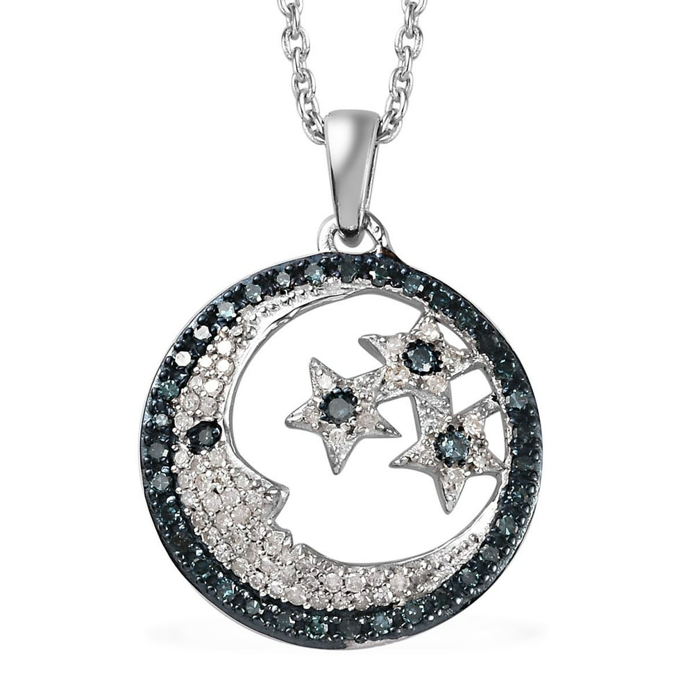 Shop LC - 925 Sterling Silver Platinum Plated Round Blue Sapphire Blue