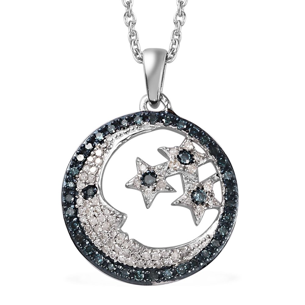 Shop LC - 925 Sterling Silver Platinum Plated Round Blue Sapphire Blue