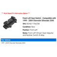 thumbnail image 2 of Front Left Seat Switch - Compatible with 1999 - 2004 Chevy Silverado 2500 2000 2001 2002 2003, 2 of 2
