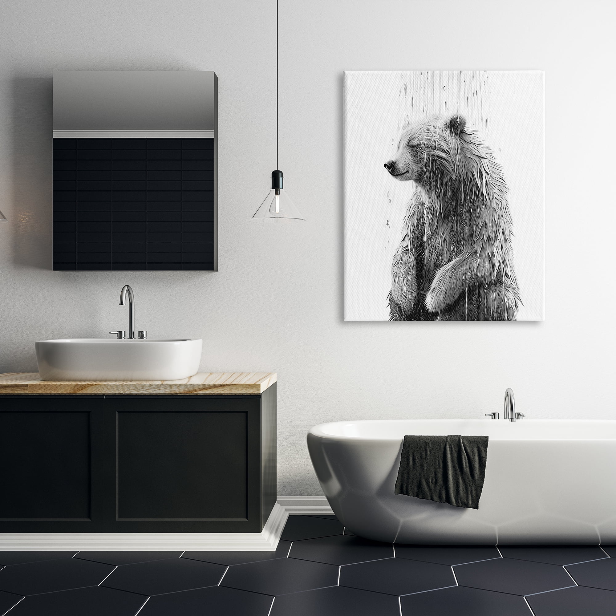 Stupell Industries Bear Water Splash Animals & Insects Painting Gallery Wrapped Canvas Art Print Wall Art, 36 x 48