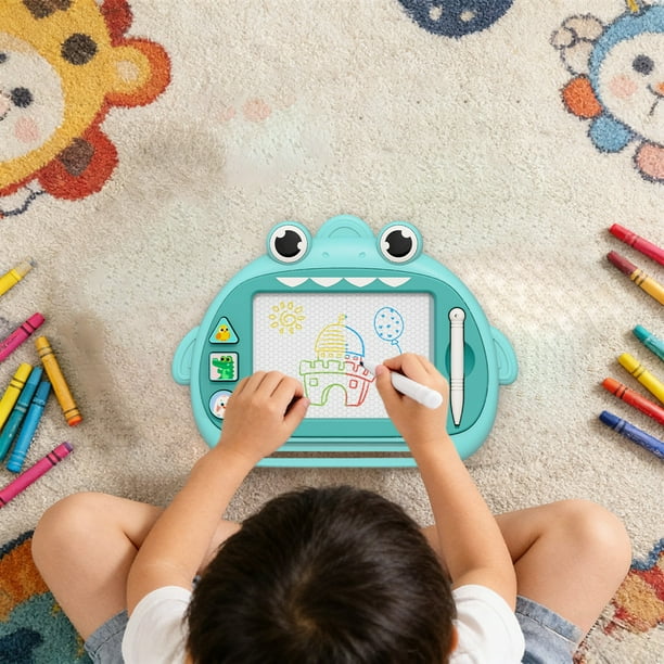 Pizarra magnética de tiburón para niños | Bloc de notas borrable de 4 colores | Juguete de arte de viaje reutilizable para niños pequeños y preescolares