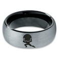 thumbnail image 2 of Tungsten Strong Bodybuilder Carrying Rock Band Ring 8mm Men Women Comfort Fit Black Dome Brushed Gray Polished, 2 of 4