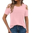 thumbnail image 3 of Women's Summer Tops Summer Solid Color Slant Neck Sleeveless Top Tunic Tops Cute Loose Ladies Blouses Purple M, 3 of 10