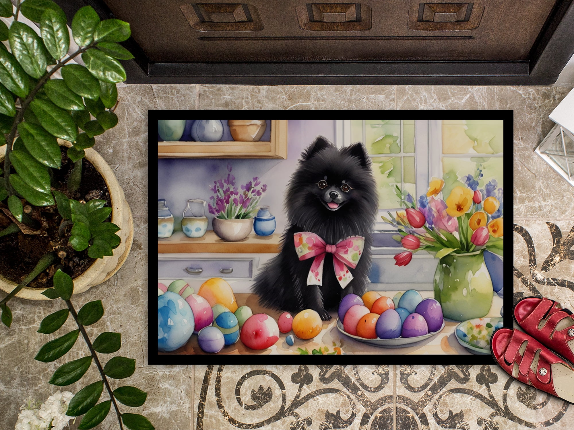 Decorating Easter Pomeranian Doormat 27 in x 18 in