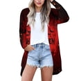 thumbnail image 4 of WTOBBY Women's Halloween Bat Pumpkin Print Cardigan Jacket Fashion Casual Long Sleeve Mid-Length Cover Up Top Lightweight Open Front Outerwear,Vermilion 2XL, 4 of 4