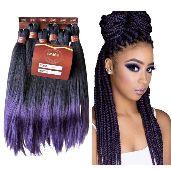 6X Pre-Stretched Professional Braiding Hair 100% Kanekalon Hot Water Setting Itch Free Ultra Yaki Ombre Tangle-free Mega Pack Synthetic Hair Extensions for Braids and Crochet