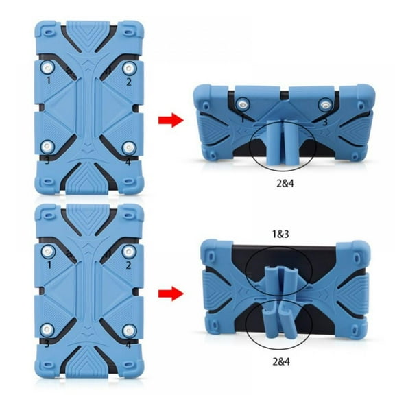 Prettyui 1PCS Universal 7-8 Inch Tablet Case, Silicone Shockproof Self-stand Protective Case Cover With DIY Puncher For 7-8 Inch IPad Android Windows Tablet