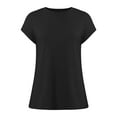 thumbnail image 5 of Womens Summer Outfits Short Sleeved Solid Color Crew Neck Covered Sleeve Plus Size Womens Clothing, 5 of 6