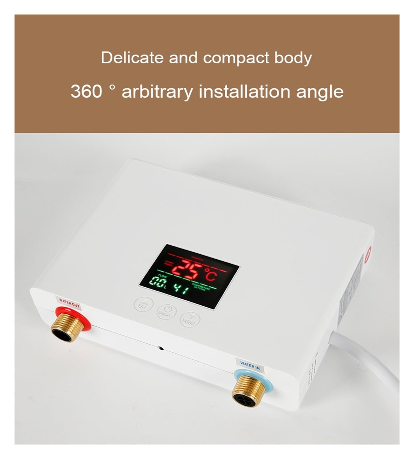 Instant Water Heater Bathroom Kitchen Wall Mounted Electric Water Heater LCD Temperature Display Remote Control ,Safety Protections