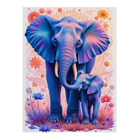 Diamond Art Kit for Adults, Colorful Elephant Art Family Garden Diamond Painting for Adults Beginners, DIY Diamond Art Painting Kits, 5D Diamond Painting Crafts for Home Decor 12x16 Frameless