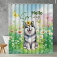 thumbnail image 2 of Alaskan Malamute Hello Spring Time Flower Floral Nature Shower Curtain Alaska Mal Dog Lovers Gifts Waterproof Bathroom Bathtub Curtain - 02031, 2 of 5