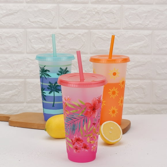 Mainstays Tropical Print Color-Changing PP Tumblers, 3-Pack