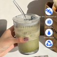 thumbnail image 2 of 2 Pieces 450ml Glass Mug with Lid and Straw, Waterproof Design Coffee Mug, Travel Mug, Iced Coffee Mug, Drinking Glass, 2 of 4