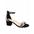 thumbnail image 1 of Nataly-10 Open Toe Rhinestone Ankle Strap Buckle Low Chunky Heels Causal Sandals Shoes (Black, 9), 1 of 1