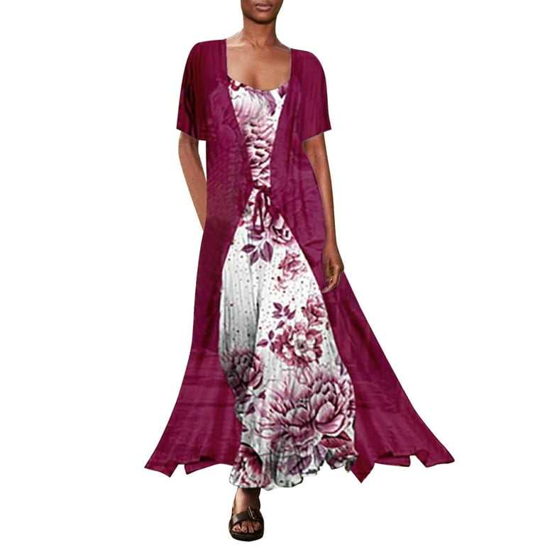 Belted pink high cheap low dress and cardigan
