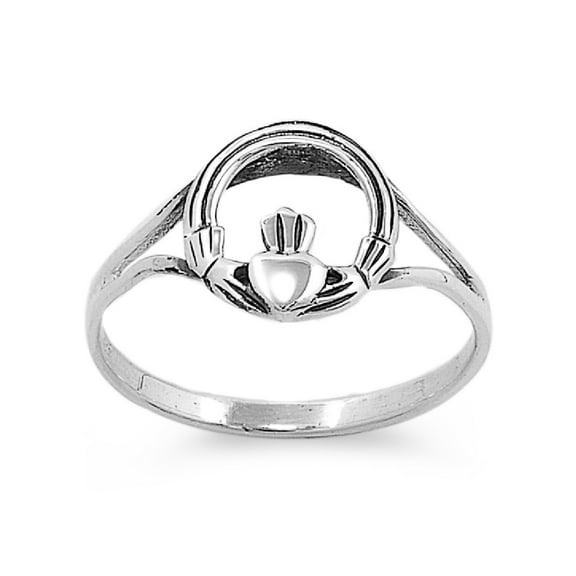 925 Sterling Silver Circle of Claddagh Petite Ring Size 1
