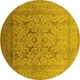 thumbnail image 1 of Ahgly Company Indoor Round Oriental Yellow Industrial Area Rugs, 3' Round, 1 of 4
