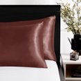 thumbnail image 2 of Deconovo Funda de almohada de satén para cabello y piel, paquete de 2, tamaño no estándar, color burdeos, fundas de almohada de seda, protector de almohada suave y lujoso, 2 of 8