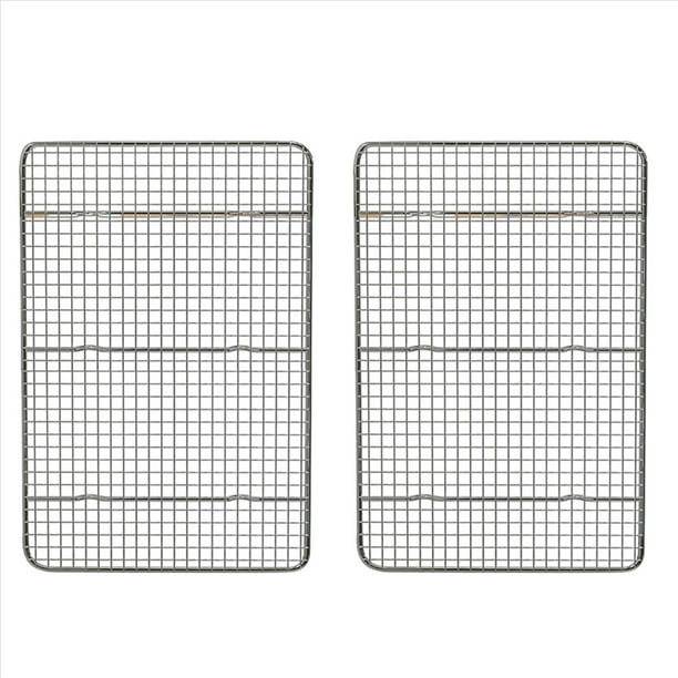 2X Rejilla de Enfriamiento Y Rejilla para Hornear, Se Adapta Una Una Bandeja Un Cuarto de Hoja, Acero Inoxidable, Rejillas de Alambre para Hornear Galletas Y Tocino para Horno