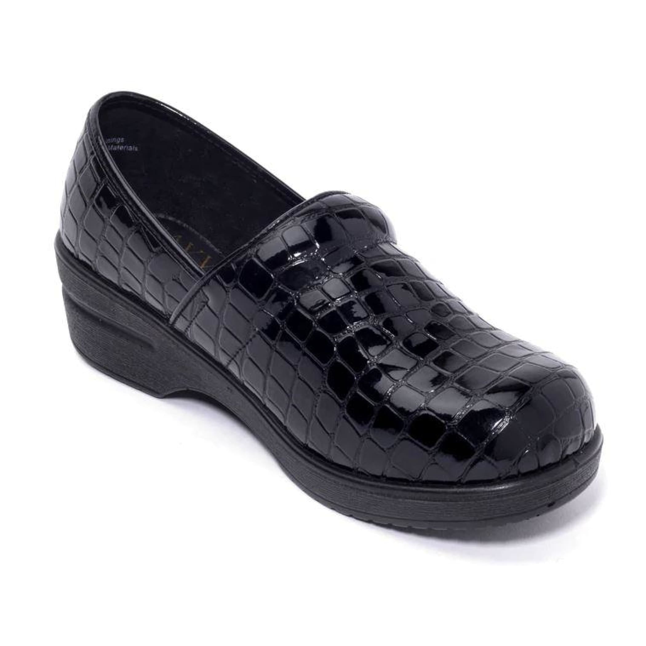 Savvy Brandy Women's Nursing Shoe in Black Crocodile