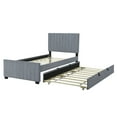 thumbnail image 5 of Harper & Bright Designs Twin Size Velvet Upholstered Platform Bed with Twin Size Trundle, Gray, 5 of 11