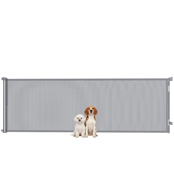 PawHut Barrière Rétractable pour Chien, s'Étend jusqu'à 122 Pouces de Large, Barrière en Maille pour Animal