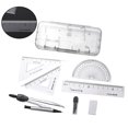 thumbnail image 5 of KAKOWELY 2 Sets of 12PCS Compasses Ruler Tool Set Geometry Drawing Tool Kit Automatic Pencil Lead Eraser Ruler Special Math Ruler Set for Students School (Silver),5.31"X1.57"X0.2", 5 of 5