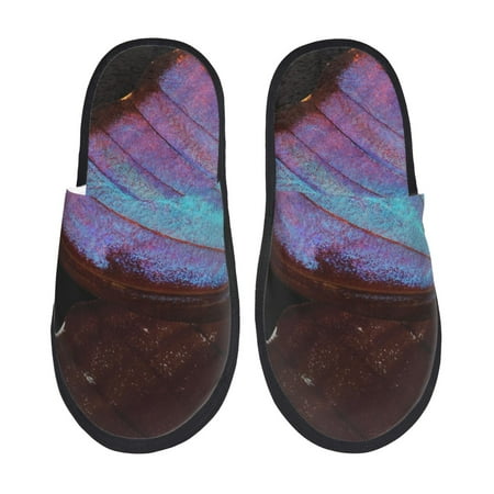 Balery Wings Of A Butterfly Slient Indoor Furry Fleece Comfort House Shoes Soft Non-Slip Home Shoes Cotton slippers House Slippers-- Medium