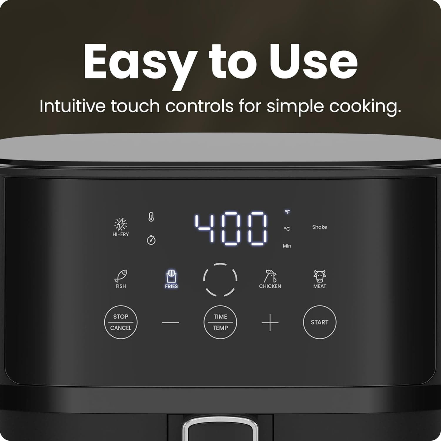 Air Fryer – 6 QT Compact Airfryer for Quick & Easy Meals in Minutes, Features Hi-Fry Technology for Extra Crisp, Touchscreen Controls with 4 Presets, Nonstick & Dishwasher Safe Basket - Black