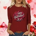 thumbnail image 5 of FMFYFH Hauts de la Saint-Valentin à Manches 3/4 pour Femmes, T-Shirts à Col Rond, Tunique Ample Décontractée, 5 of 5