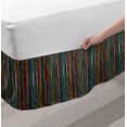 thumbnail image 2 of Abstract Bed Skirt, Modern Art Pattern with Vertical Wavy Lines in Rainbow Colors on Black Background, Elastic Bedskirt Dust Ruffle Wrap Around for Bedding Decor, 4 Sizes, Multicolor, by Ambesonne, 2 of 2