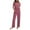 Hot Pink, variant on Solid Lounge Sets for Women Short Sleeve V Neck Shirts and Pants Ribbed Knit Sets Two Piece Womens Pajamas Sets