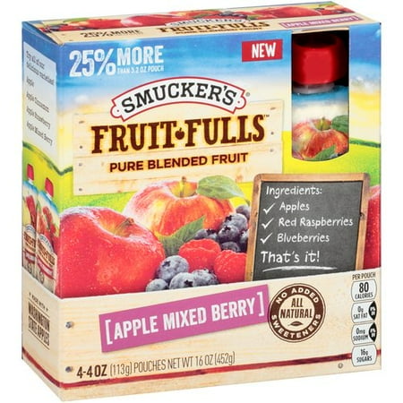 Smucker's Fruit-Fulls Apple Mixed Berry Pure Blended Fruit, 4 oz, 4 ct