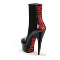 thumbnail image 3 of 6" Heel, 1 3/4" PF Corset Style Ankle Boot, Side Zip - Blk Pat-Red/Blk, 12, 3 of 3